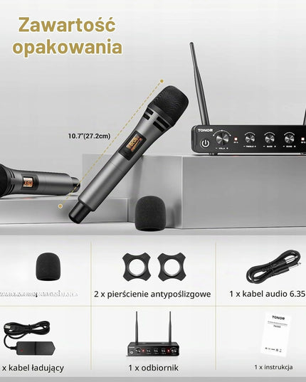 TONOR TW350 UHF belaidžių mikrofonų sistema karaokei, 2 vnt.