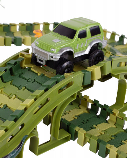 Lenktynių trasos rinkinys su automobiliais, milžiniškas dinozauras, Dino parkas, 240 detalių