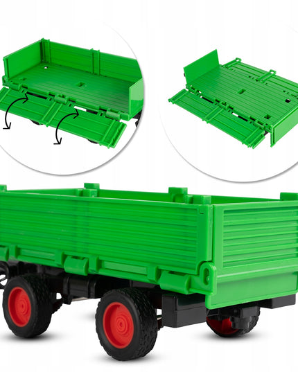 Interaktyvus ūkininko traktorius su priekaba, šviesos ir garso efektai