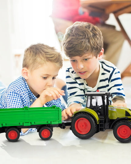 Interaktyvus ūkininko traktorius su priekaba, šviesos ir garso efektai