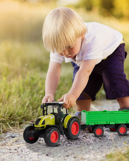 Interaktyvus ūkininko traktorius su priekaba, šviesos ir garso efektai