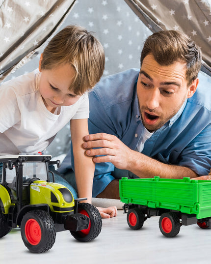 Interaktyvus ūkininko traktorius su priekaba, šviesos ir garso efektai