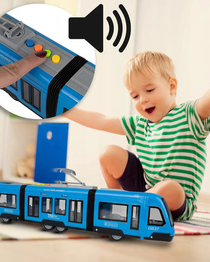 MalPlay žaislinis tramvajus troleibusas su baterijomis ir atidaromomis durimis
