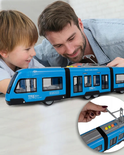 MalPlay žaislinis tramvajus troleibusas su baterijomis ir atidaromomis durimis