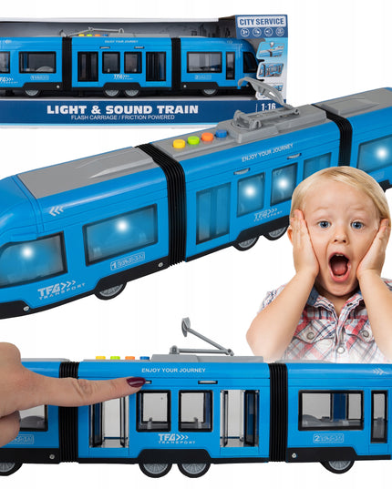 Žaislas: Tramvajus-Troleibusas, Veikiantis Baterijomis, Šviesos, Garsas, Atidaromos Durys, 44 cm