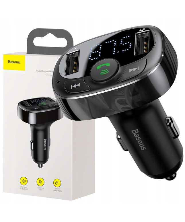 FM siųstuvas Bluetooth automobilinis įkroviklis BASEUS MP3 2x USB TF micro SD
