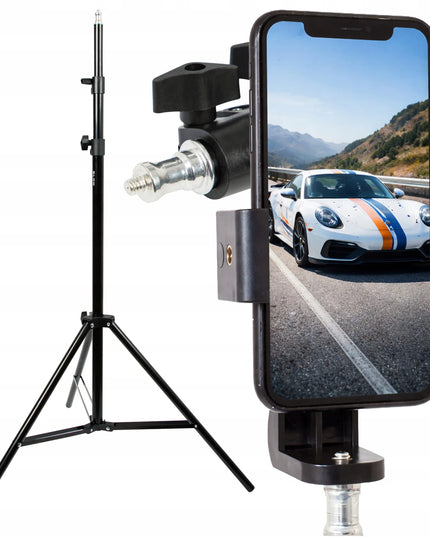 Trikojis stovas telefonui, 230 cm, su laikikliu, aukštas fotografinis XXXL