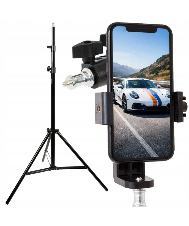 Trikojis stovas telefonui, 230 cm, su laikikliu, aukštas fotografinis XXXL