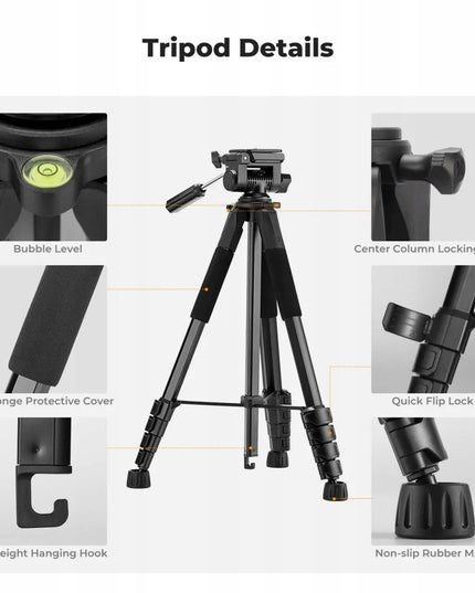 Trikojis stovas telefonui ir fotoaparatui su filmavimo galvute, laikikliu ir Bluetooth nuotolinio valdymo pulteliu
