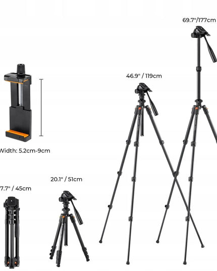 TRIPODAS FOTOGRAFINIS TRIKOJIS FOTOAPARATUI IR KAMERAI + TELEFONO LAIKIKLIS