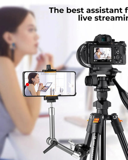 TRIPOD fotografinis trikojis + galvutė fotoaparatui ir vaizdo kamerai, telefono laikiklis