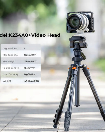 TRIPOD fotografinis trikojis + galvutė fotoaparatui ir vaizdo kamerai, telefono laikiklis