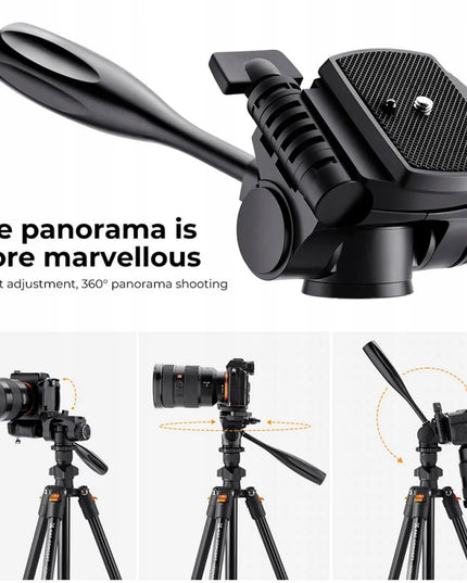 TRIPOD fotografinis trikojis + galvutė fotoaparatui ir vaizdo kamerai, telefono laikiklis