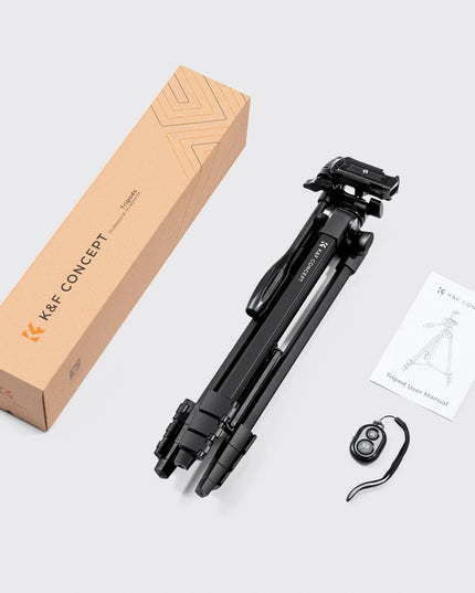 K&F Concept lengvas fotografijos trikojis „TRIPOD“, 150 cm, su „Bluetooth“ nuotolinio valdymo pulteliu ir telefono laikikliu