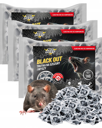 Nuodai graužikams, žiurkėms, pelėms, Brodifacumas, juoda pasta NO PEST 3x1kg