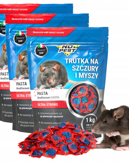 Stiprūs nuodai graužikams (žiurkėms, pelėms) - pasta NO PEST 3x1KG