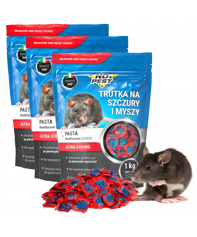 Stiprūs nuodai graužikams (žiurkėms, pelėms) - pasta NO PEST 3x1KG