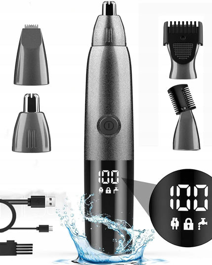 4 viename akumuliatorinis nosies ir ausų plaukelių trimeris, barzdos ir veido plaukų skustuvas, 600 mAh
