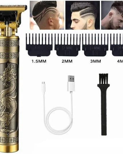 DexXer USB-C plaukų ir barzdos trimeris su 4 šukų galvutėmis