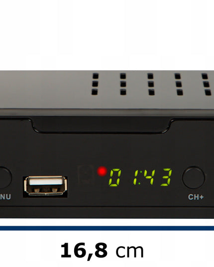 Antžeminės Televizijos DVB-T2 Tiunerio Dekoderis H.265 HEVC Full HD su USB, HDMI ir nuotolinio valdymo pulteliu bei baterijomis