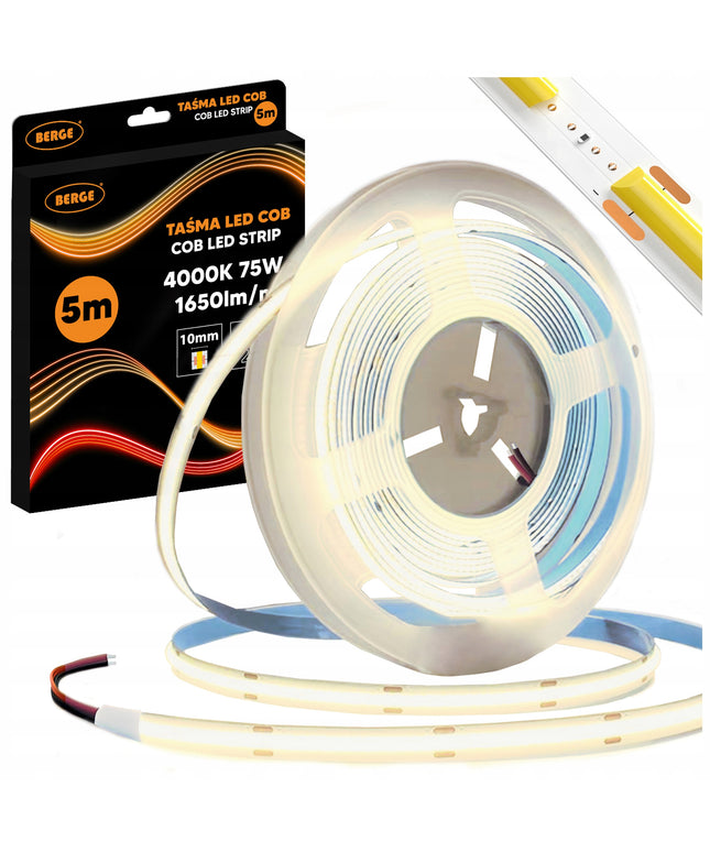 LED juosta COB Neon 12V 5m 15W/m 528 diodų 75W 4000K Neutrali Galinga 1650lm
