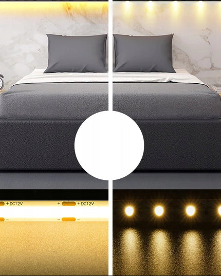 LED juosta Neon COB 12V Šilta 5m 45W Homogeninė 12W/m Ryški LED šviesa