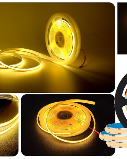 LED juosta Neon COB 12V Šilta 5m 45W Homogeninė 12W/m Ryški LED šviesa