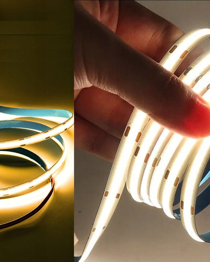 LED juosta Neon COB 12V Šilta 5m 45W Homogeninė 12W/m Ryški LED šviesa