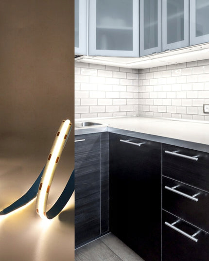 LED juosta Neon COB 12V Neutrali 5m Vienalytė ryški ir maloni šviesa