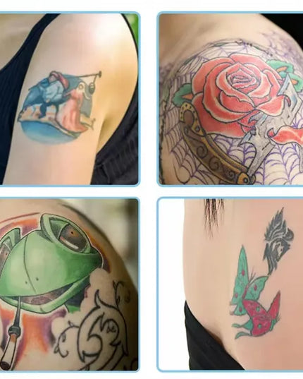 Nuplaunamų tatuiruočių rinkinys vaikams „Colorful Art“ su trafaretais ir 10 flomasterių