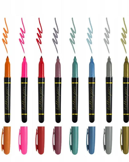 Nuplaunamų tatuiruočių rinkinys vaikams „Colorful Art“ su trafaretais ir 10 flomasterių