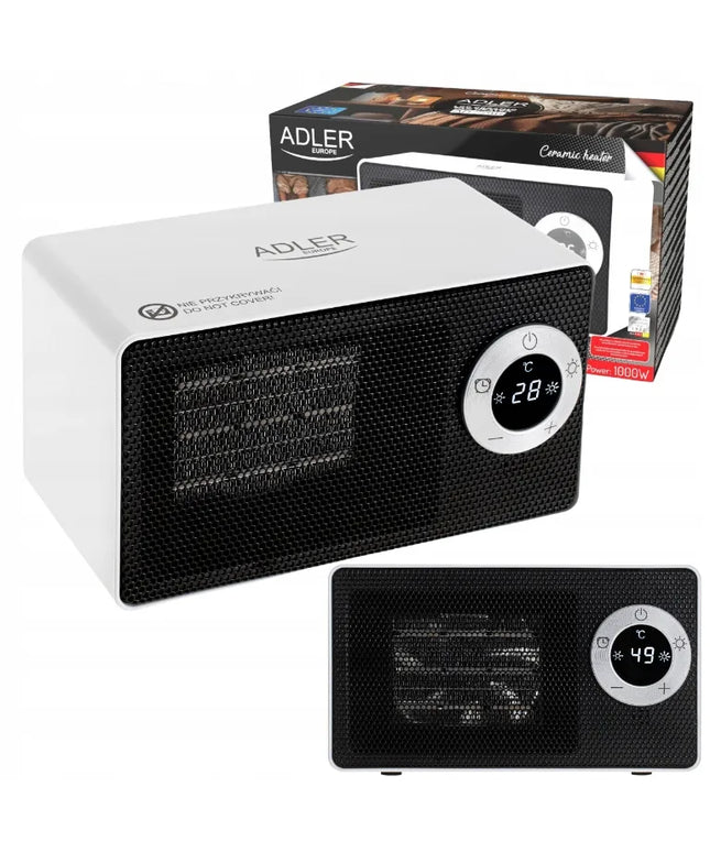 Keraminis ventiliatorinis šildytuvas Adler AD7746, 1000W, su LCD ekranu