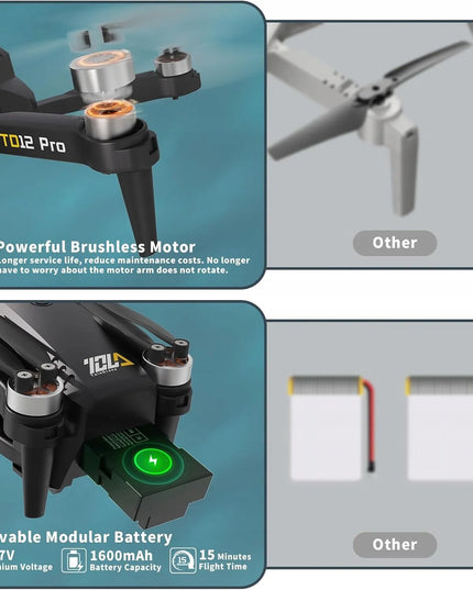 Toladrone TD12Pro sulankstomas FPV dronas su 1080P kamera, bešepetėliniais varikliais