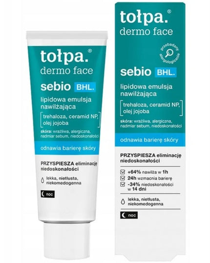 Tołpa Dermo Face Sebio drėkinamoji lipidų naktinė veido emulsija 40ml