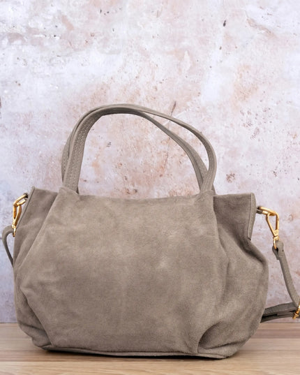 Moteriška zomšinė rankinė per petį „Vera Pelle Bolsa“, taupe