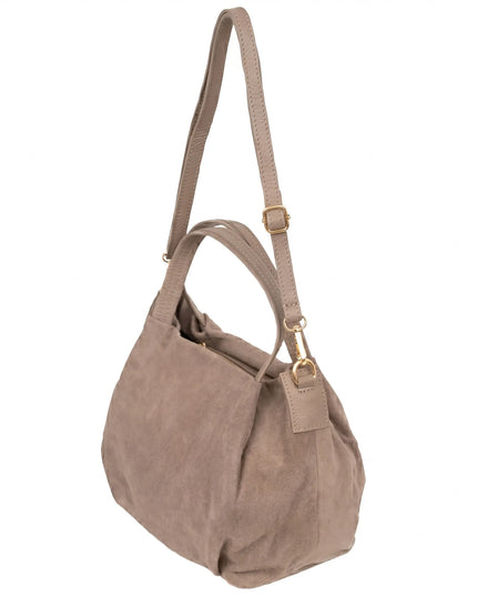 Moteriška zomšinė rankinė per petį „Vera Pelle Bolsa“, taupe