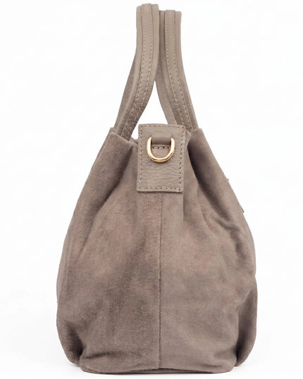 Moteriška zomšinė rankinė per petį „Vera Pelle Bolsa“, taupe