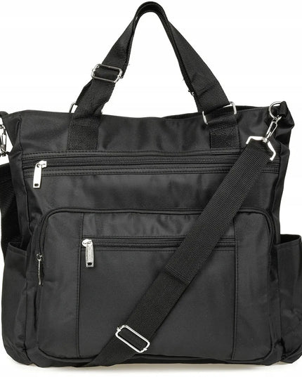 Moteriška medžiaginė didelė shopper rankinė A4 ant peties, juoda, Beltimore