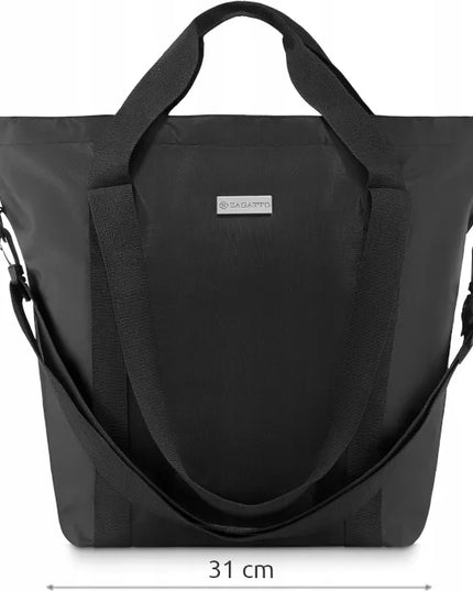 Juoda talpi moteriška rankinė per petį „Zagatto“ shopper, didelė kelioninė