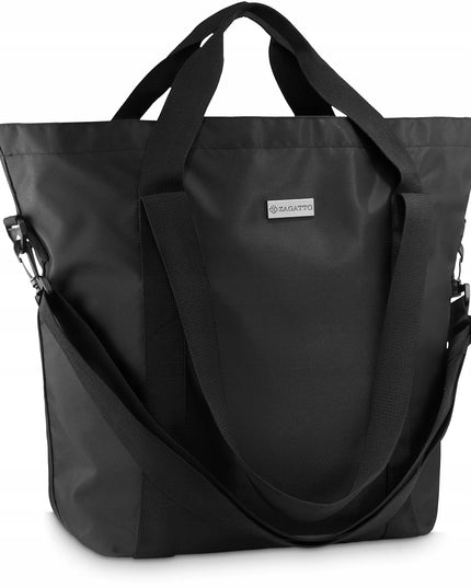 Juoda talpi moteriška rankinė per petį „Zagatto“ shopper, didelė kelioninė