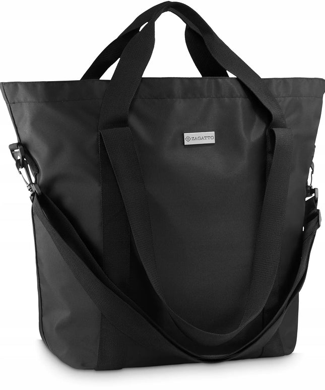 Juoda talpi moteriška rankinė per petį „Zagatto“ shopper, didelė kelioninė