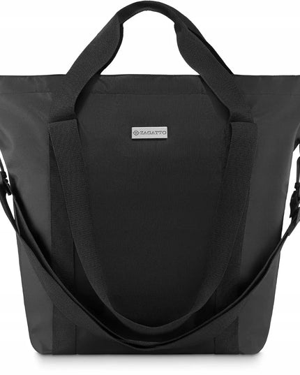 Juoda talpi moteriška rankinė per petį „Zagatto“ shopper, didelė kelioninė