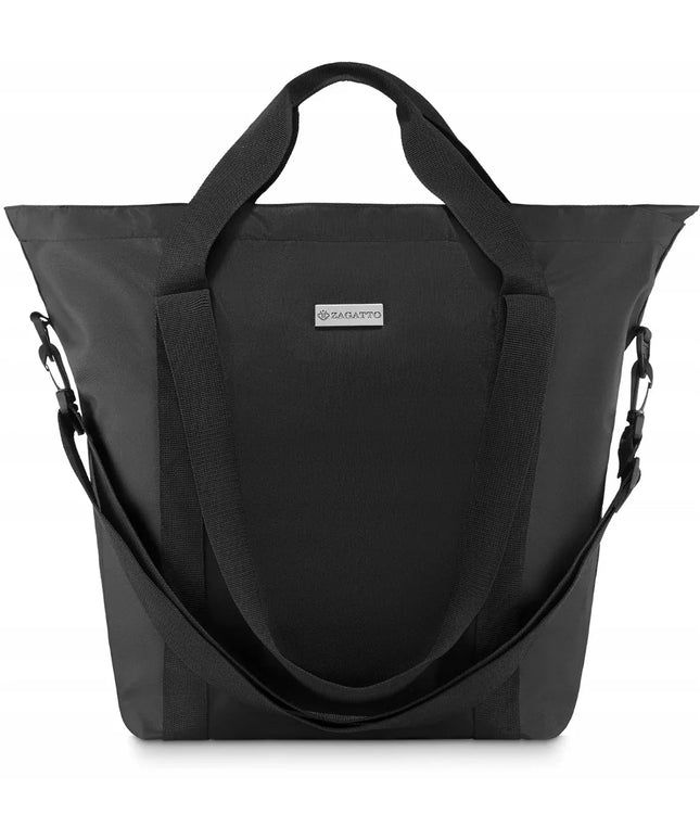 Juoda talpi moteriška rankinė per petį „Zagatto“ shopper, didelė kelioninė