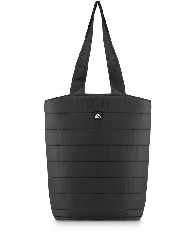 Juoda moteriška shopper rankinė per petį, dygsniuota, talpi, lengva, ZAGATTO
