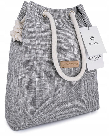 Zagatto didelė pilka talpi moteriška shopper rankinė-krepšys per petį