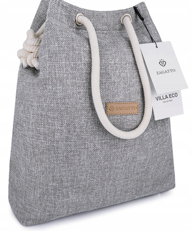 Zagatto didelė pilka talpi moteriška shopper rankinė-krepšys per petį