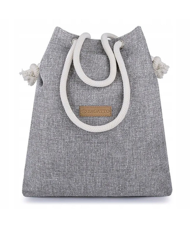 Zagatto didelė pilka talpi moteriška shopper rankinė-krepšys per petį