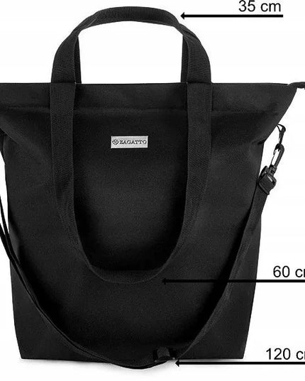 Moteriška juoda shopper rankinė Zagatto® ZG 621 darbui, apsipirkimui ir nešiojimui ant peties