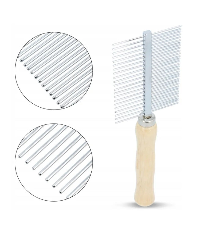 Trixie dvipusės metalinės šukos su medine rankena 17 cm