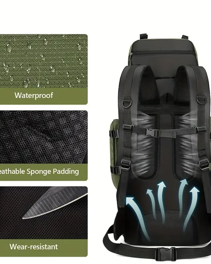 Turistinė 90L kuprinė žygiams, atspari lietui